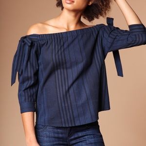 COLD SHOULDER TIE SLEEVE BLOUSE [SB110343]
